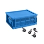 HAY - Colour Crate Korb M mit Deckel und Rollen, electric blue, recycled