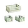 HAY - Colour Crate Korb S + Mini, mint, recycled (3er Set)