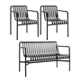 HAY - Palissade Dining Bench + 2x Dining Armchair, anthrazit