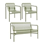 HAY - Palissade Dining Bench + 2x Dining Armchair, olive