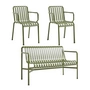 HAY - Palissade Dining Bench + 2x Armlehnenstuhl, olive