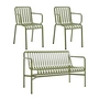 HAY - Palissade Dining Bench + 2x Armlehnenstuhl, olive