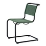 Thonet - S 33 V Stuhl, tiefschwarz / malachit (Stoff Rohi Cento)