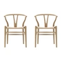 Carl Hansen - CH24 Wishbone Chair, Eiche geseift / Naturgeflecht (2er-Set)
