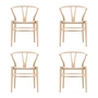 Carl Hansen - CH24 Wishbone Chair, Buche geseift / Naturgeflecht (4er-Set)