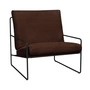 Ferm Living - Desert Outdoor Sessel, schwarz / chestnut (Pure Bouclé)