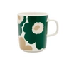 Marimekko - Oiva Unikko Becher mit Henkel 250 ml, weiß / dunkelgrün / beige / light sand