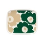 Marimekko - Oiva Unikko Servierplatte, 15 x 12 cm, weiß / dunkelgrün / beige / light sand
