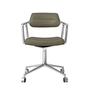 Vipp - 453 Swivel Drehstuhl auf Rollen, Aluminium poliert / Leder bosco grün