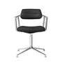 Vipp - 453 Swivel Drehstuhl auf Gleitern, Aluminium poliert / Leder schwarz