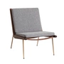 &Tradition - Boomerang HM1 Loungesessel Walnuss geölt / Beine Messing, grau (Hallingdal 130)