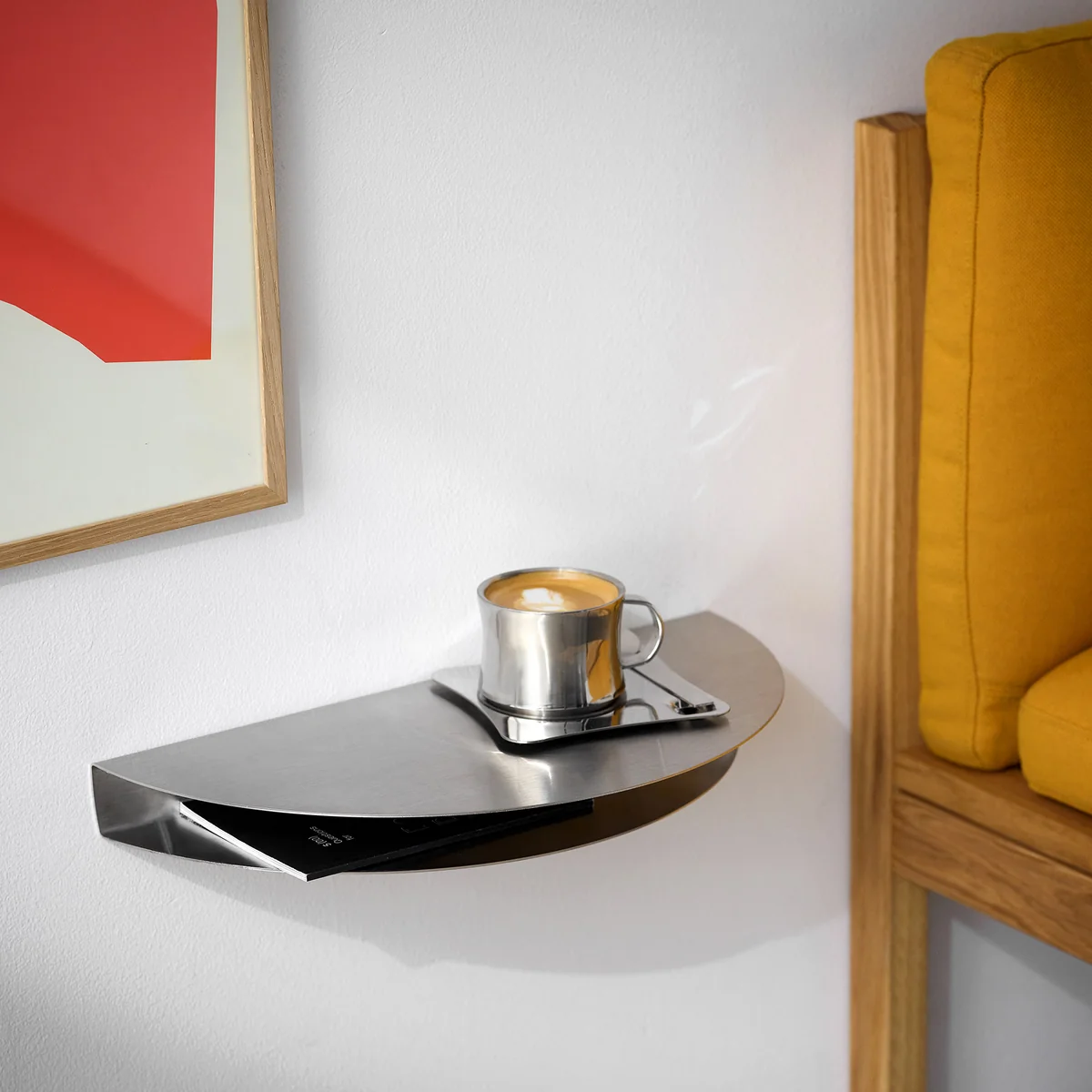 Moebe - Half Moon Wandregal, 20 x 40 cm, Edelstahl