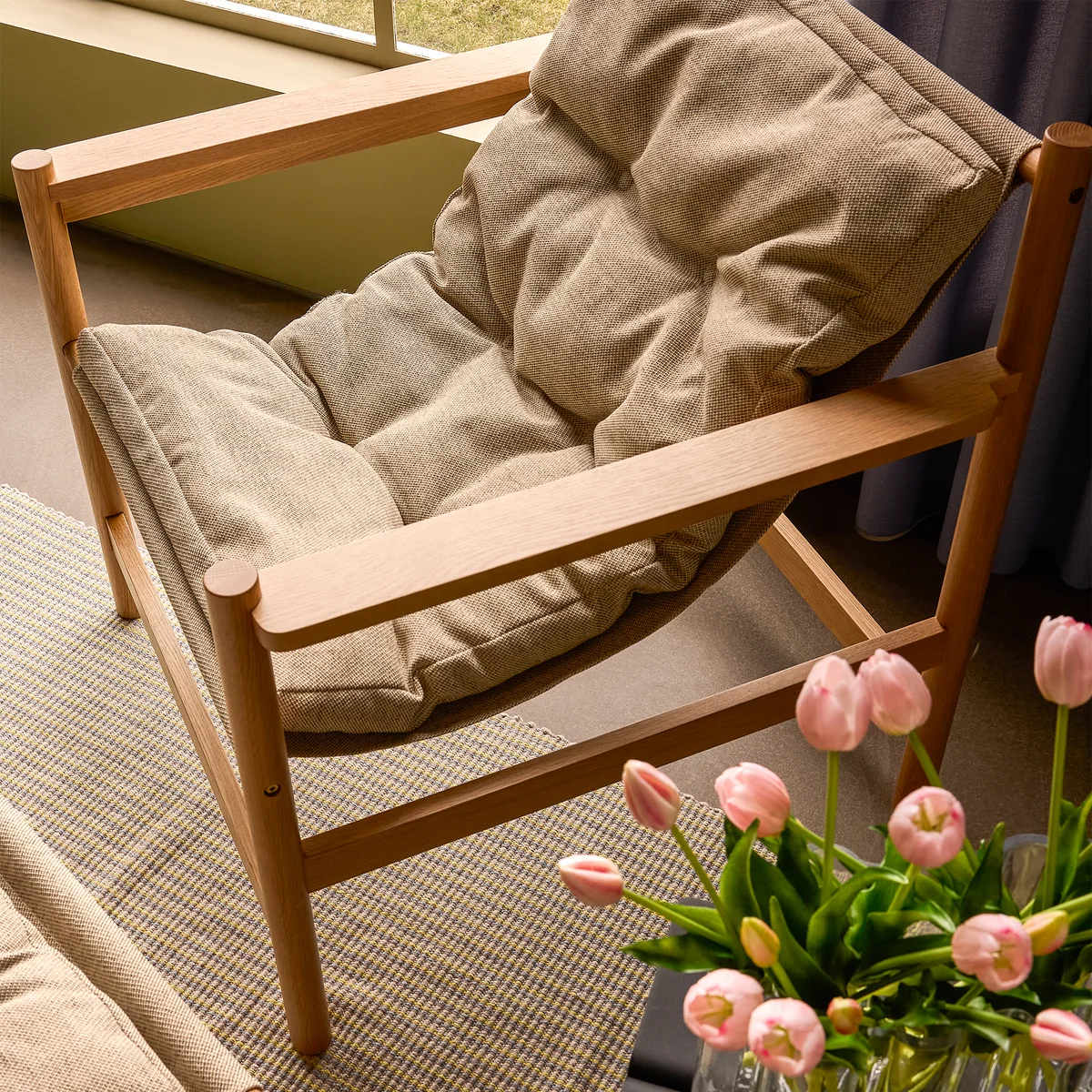 Hübsch Interior - Heritage Loungestuhl Eiche natur / beige