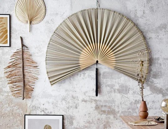 Bloomingville - Jaime Wanddeko Fächer, 145 x 72 cm, Bambus / schwarz