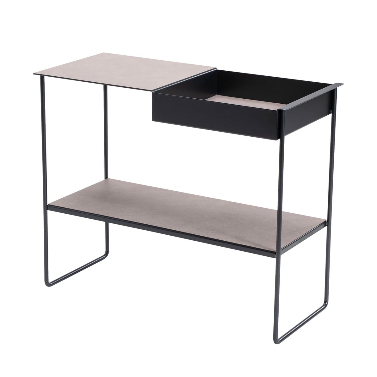 Lind DNA – Konsolentisch mit Tablett, Stahl schwarz / Bull warm grey