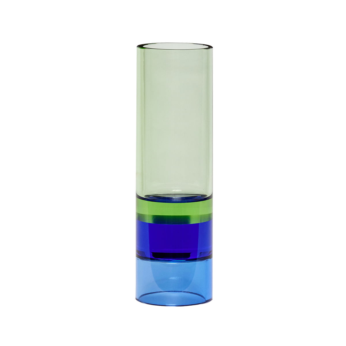 Hübsch Interior – Kristall Teelichthalter / Vase, grün / blau
