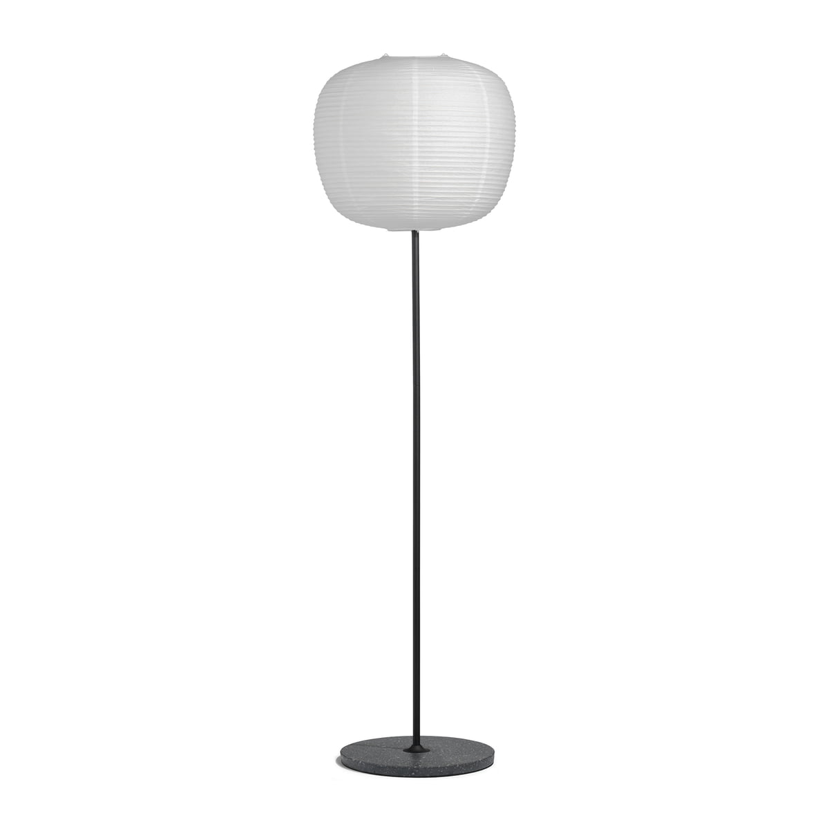HAY – Common Stehleuchte, Terrazzo Sockel, schwarz / Reispapier Lampenschirm, Ø 44 x 39 cm