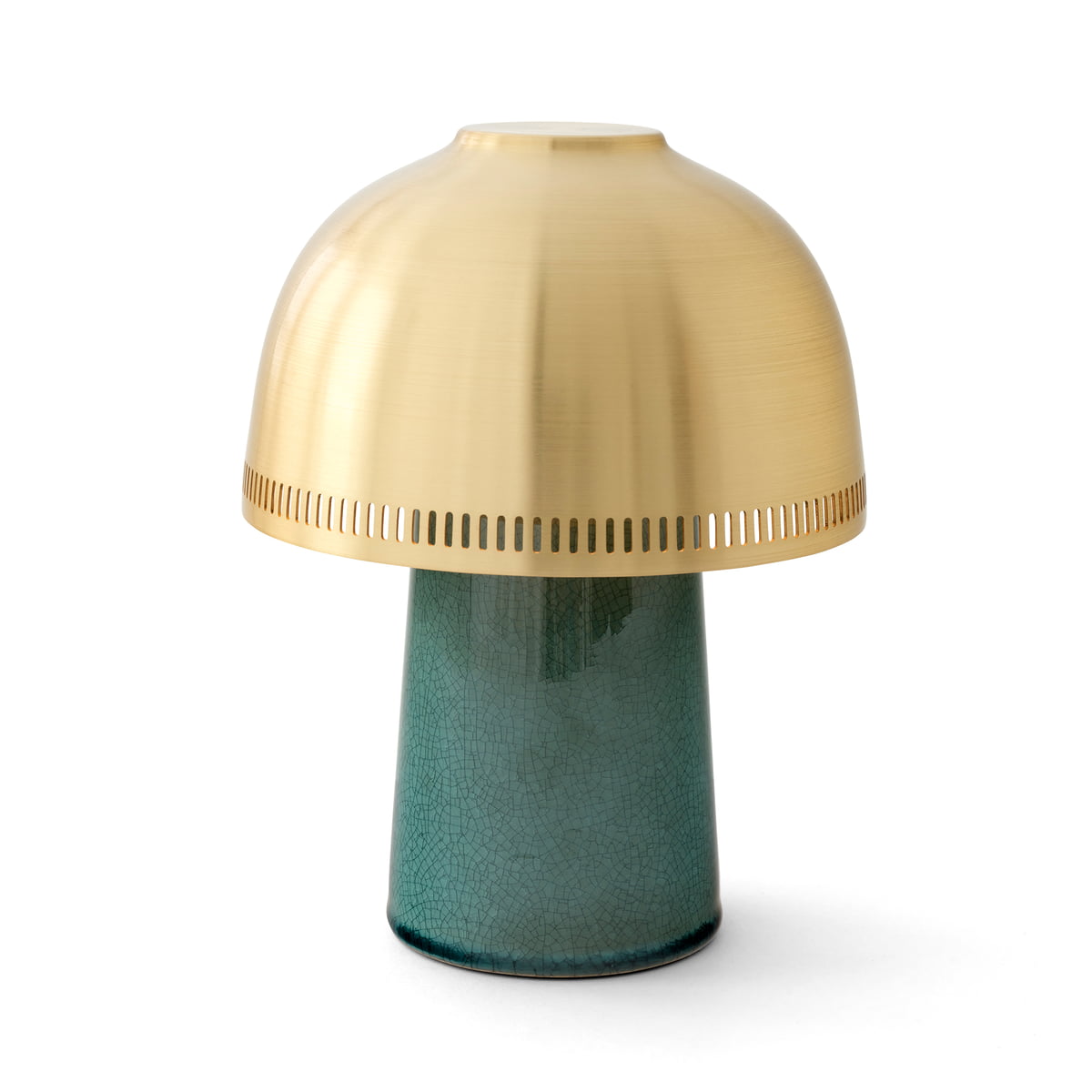 &Tradition – Raku LED-Tischleuchte SH8, Ø 16 x 21 cm, blue green & brassed