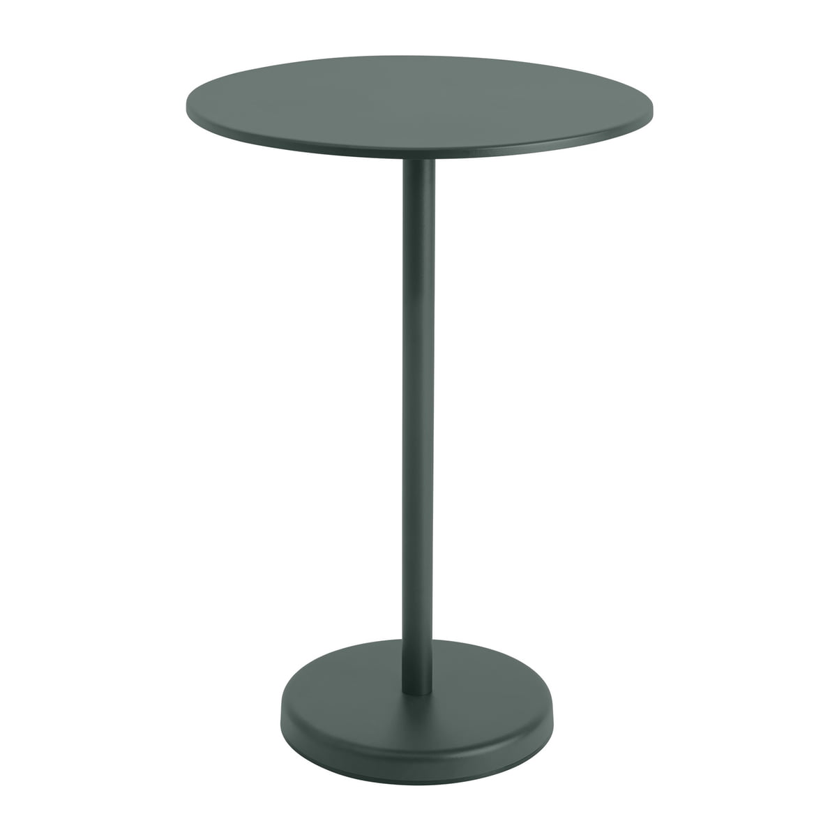 Muuto – Linear Steel Bistrotisch Outdoor, Ø 70 x H 105 cm, dunkelgrün