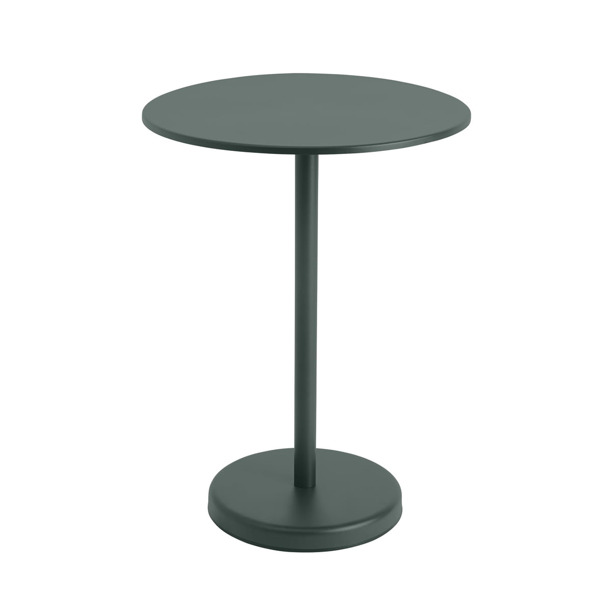 Muuto – Linear Steel Bistrotisch Outdoor, Ø 70 x H 95 cm, dunkelgrün