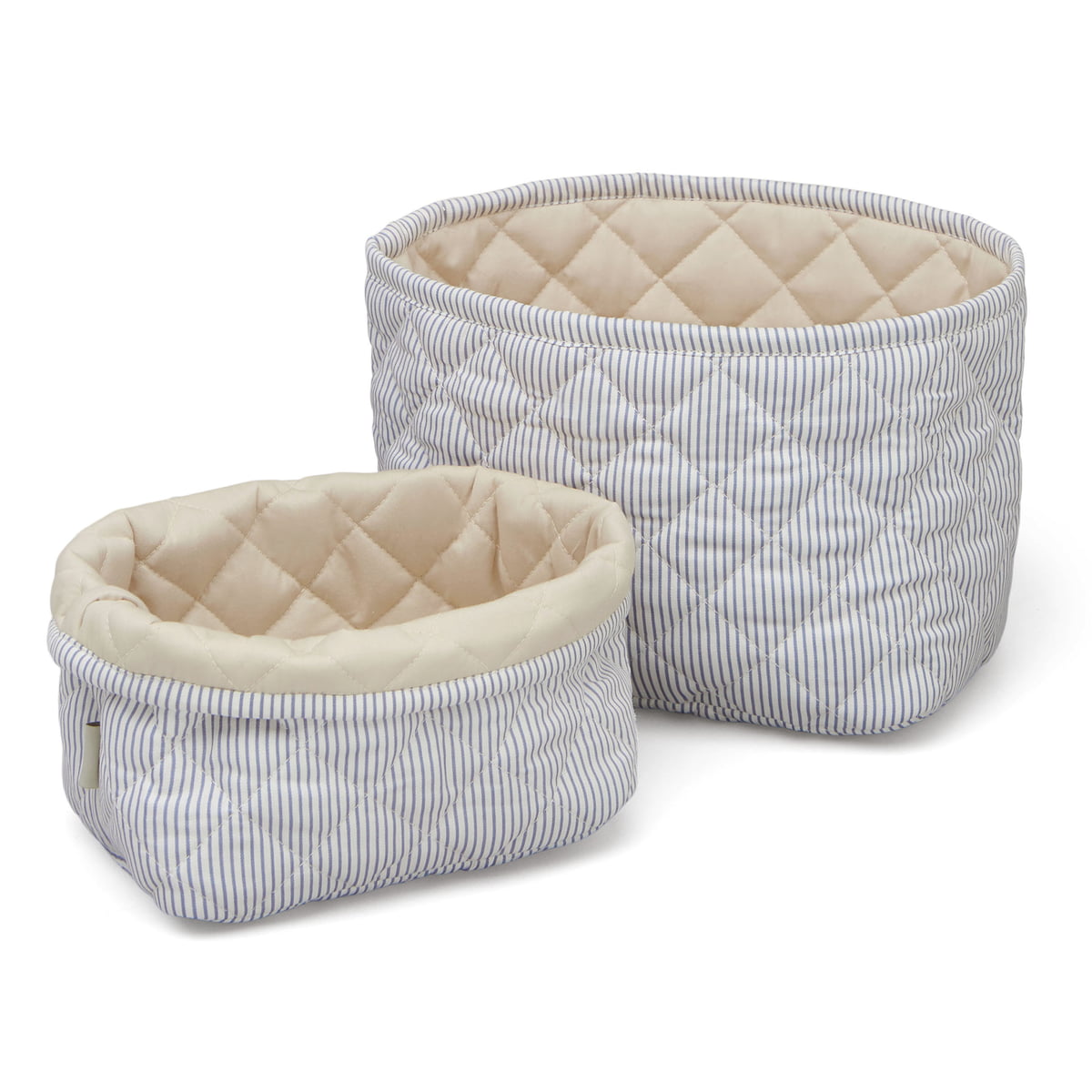 Cam Cam Copenhagen – Gesteppte Aufbewahrungskörbe, classic stripes blue / praline (2er-Set)