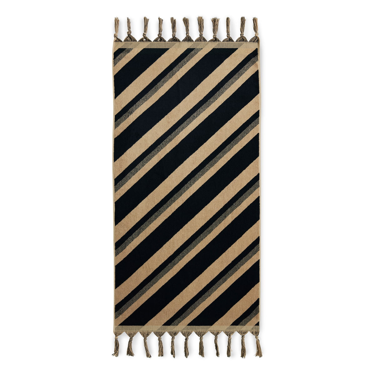HKliving – 1965 Badetuch, 70 x 140 cm, beige / schwarz