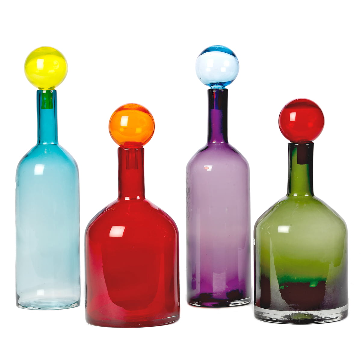 Pols Potten – Bubbles & Bottles Karaffe, mehrfarbig (4er-Set)