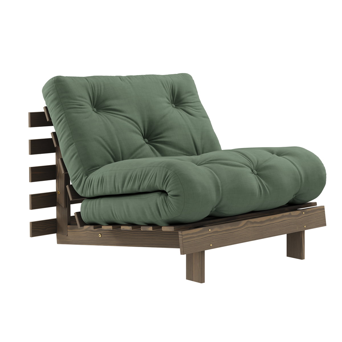 Karup Design – Roots Schlafsessel 90 cm, Kiefer carobbraun / olivgrün (756)