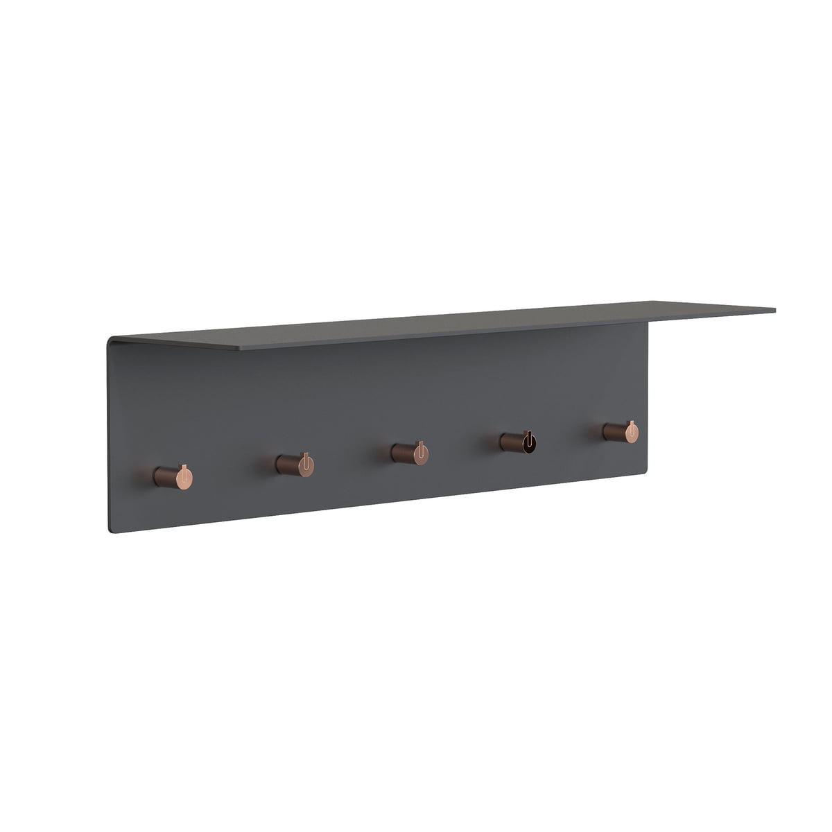 Frost – Unu Wandgarderobe 60 x 15 x 15 cm, schwarz matt / kupfer poliert