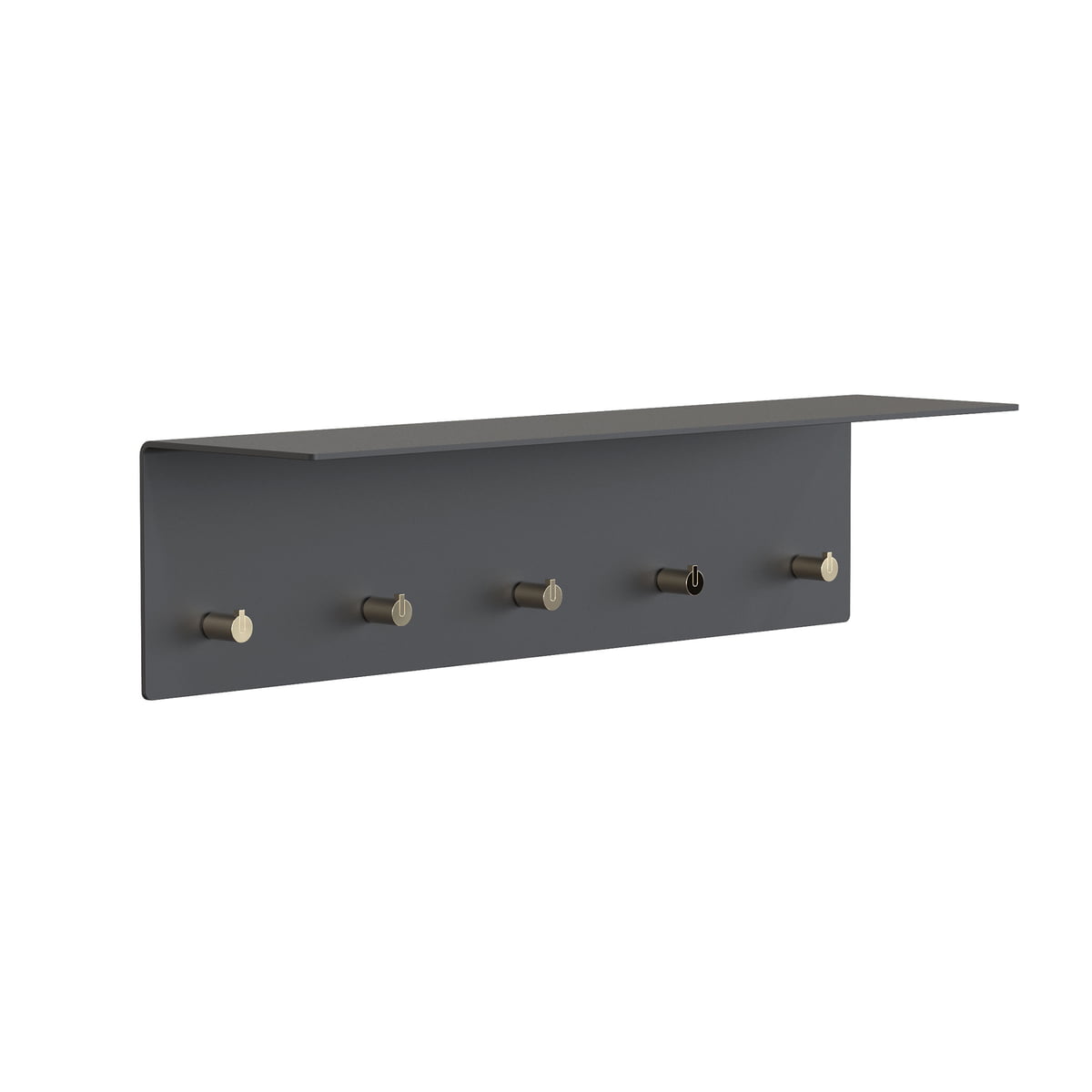 Frost – Unu Wandgarderobe 60 x 15 x 15 cm, schwarz matt / gold poliert