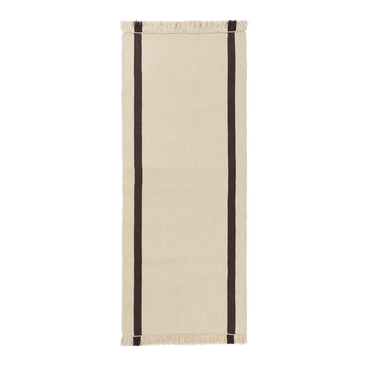 Ferm Living – Calm Kelim Teppichläufer, 80 x 200 cm, off-white / coffee