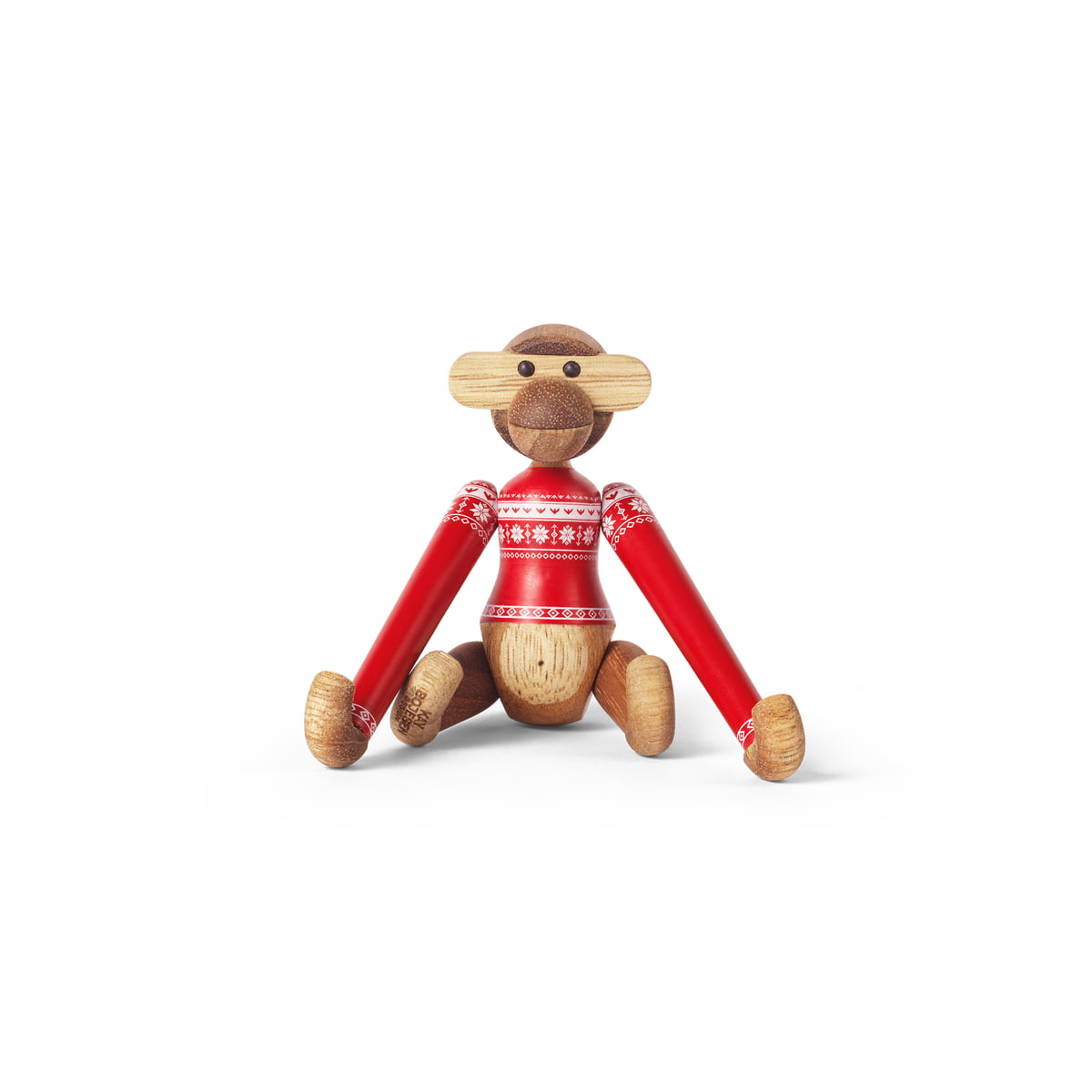 Kay Bojesen – Holz-Affe, Christmas Jumper 2024, mini, Limbaholz / Teakholz /rot