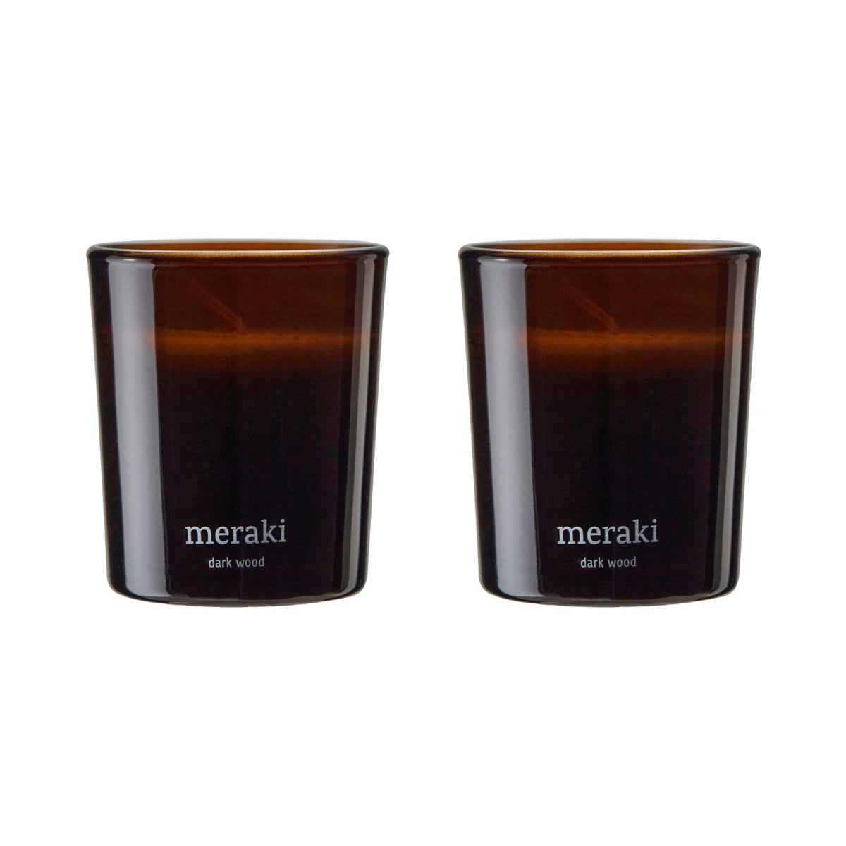 Meraki – Duftkerze, Ø 6 cm, Dark wood (2er-Set)
