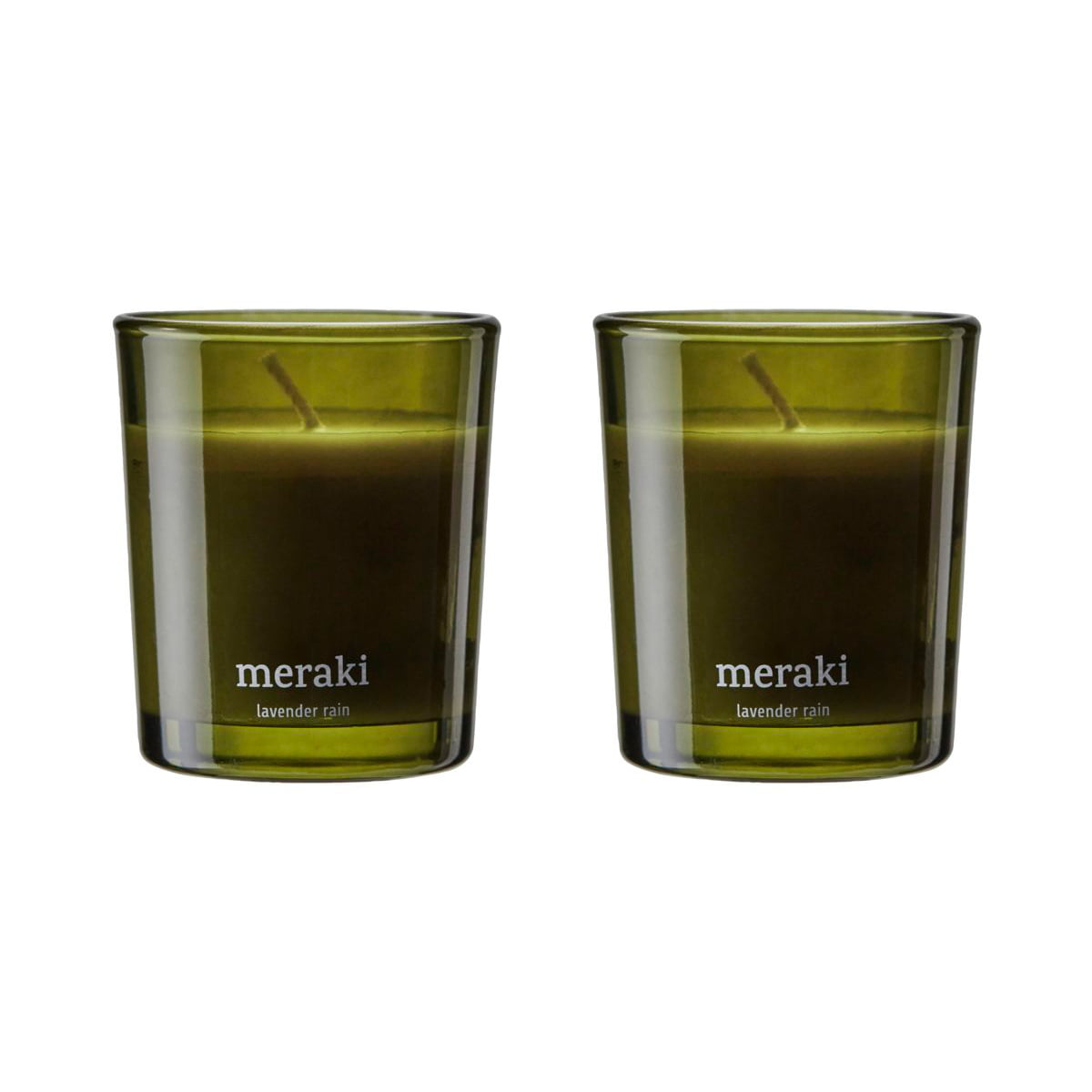 Meraki – Duftkerze, Ø 6 cm, Lavender rain (2er-Set)
