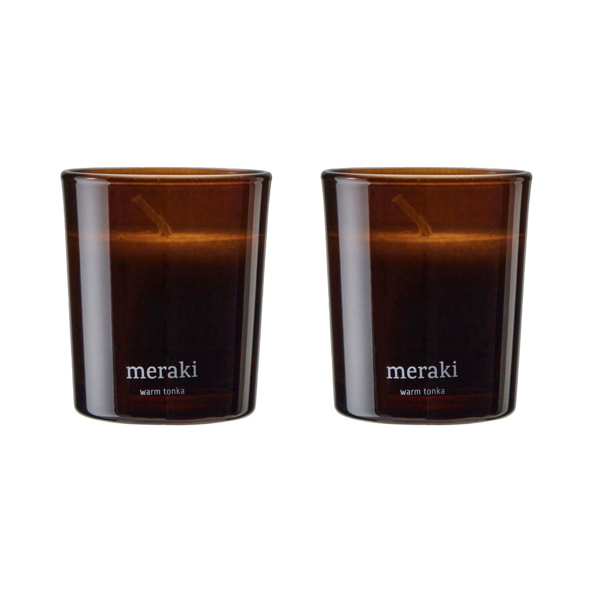 Meraki – Duftkerze, Ø 6 cm, Warm tonka (2er-Set)