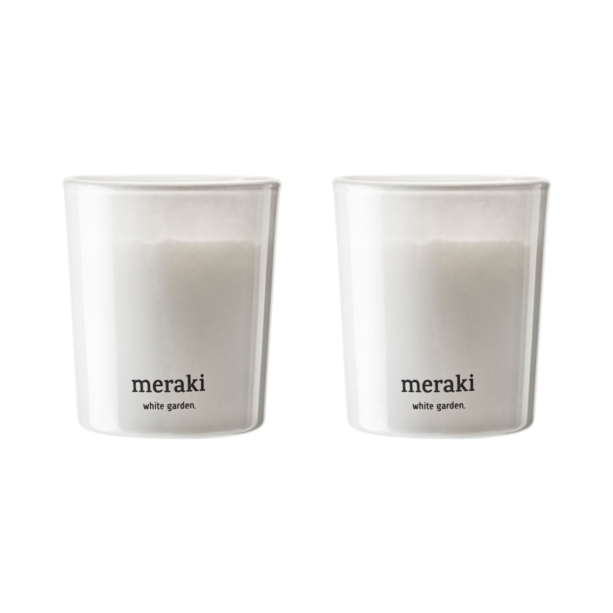 Meraki – Duftkerze, Ø 6 cm, White garden (2er-Set)