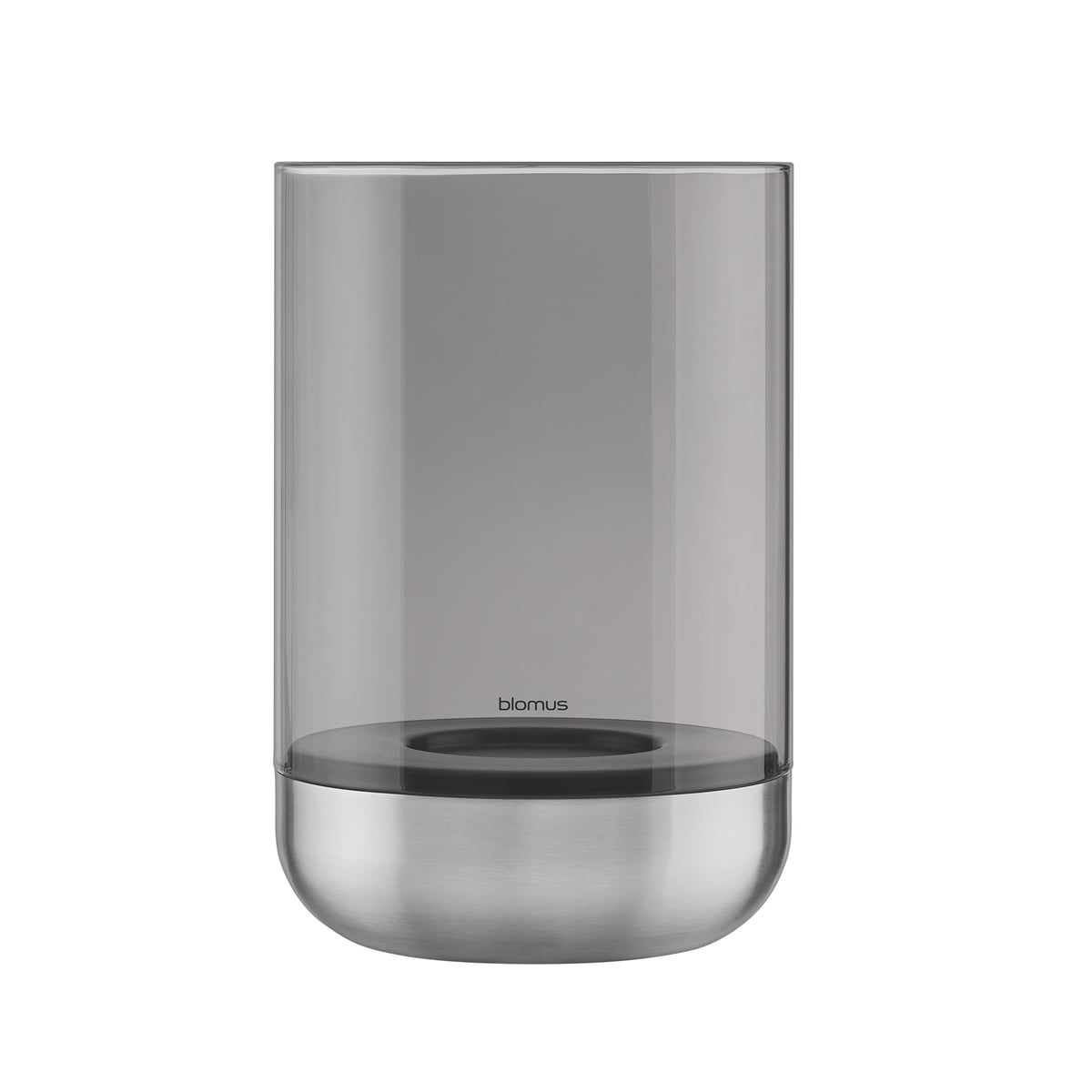 Blomus – Calma Windlicht, Ø 15 cm, smoke / Edelstahl matt