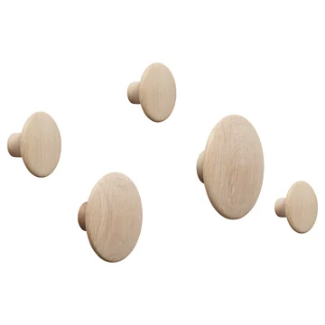 Wandhaken "The Dots" 5er Set von Muuto in Eiche natur