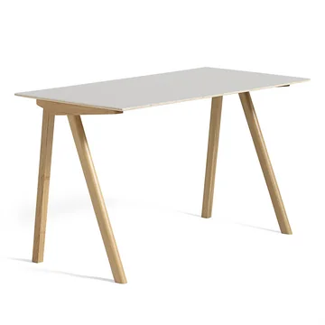 Copenhague CPH90 Schreibtisch 130 x 65 cm, geseifte Eiche mit Linoleum in Cremeweiß (Mushroom 4176) von HAY