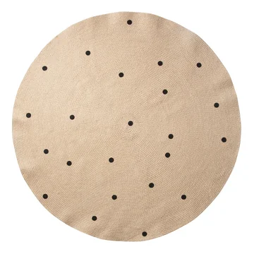 Black Dots Jute Carpet Ø 130 cm von Ferm Living