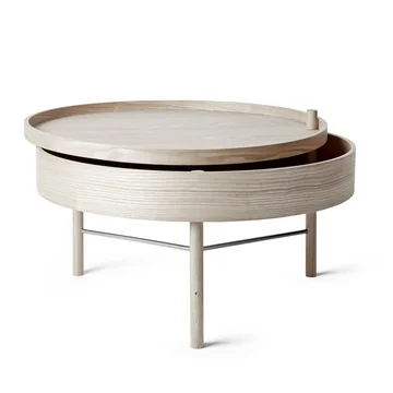 Turning Table von Audo in Eiche weiß / schwarze Chromstreben