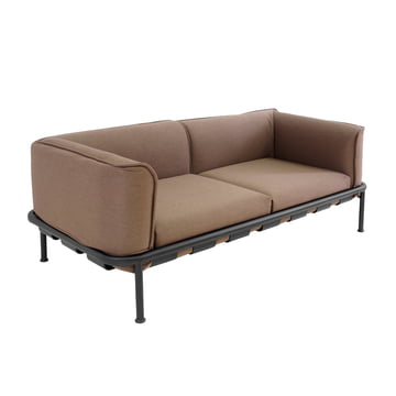 Dock Sofa 2-Sitzer von Emu in Schwarz mit Kissen in Braun