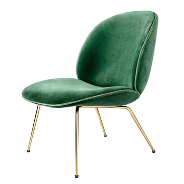 Beetle Lounge Chair Conic Base Messing von Gubi in Samt (Grün)