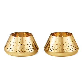 Christmas Collectibles Seasonal Classic Teelichthalter von Georg Jensen in gold (2er-Set)