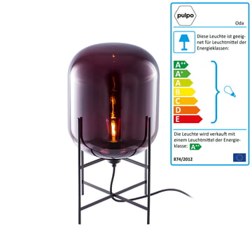 Pulpo - Oda Leuchte small, aubergine / Untergestell schwarz