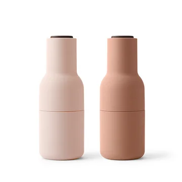 Audo - Bottle Salz- und Pfeffermühlen Set, nudes (Holzdeckel Walnuss)