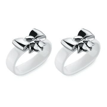 Der Alessi - Serviettenring Dressed, Schleife / silber (2er-Set)