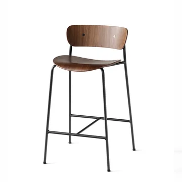 Pavilion Barhocker AV7 von &Tradition - H 85 cm, schwarz / Walnuss lackiert