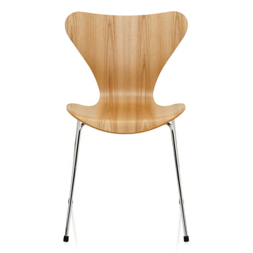 Serie 7 Stuhl (46,5 cm) von Fritz Hansen in Ulme Natur / verchromt