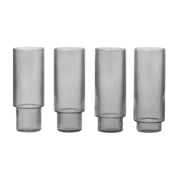 Ripple Longdrink-Gläser, smoked grey (4er-Set) von Ferm Living 